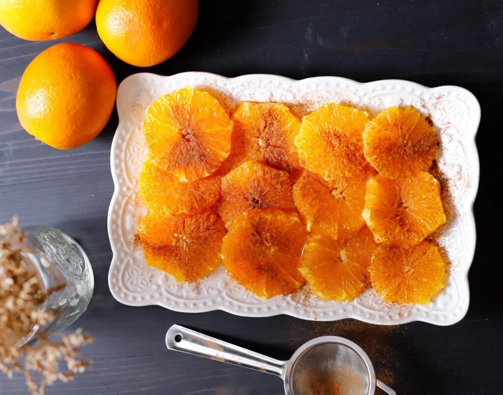Naranja a rodajas con Canela. Batidos detox, batidos desintoxicantes zumos detox, mejora sistema, inmunológico